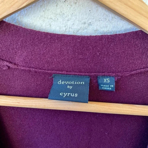Devotion by Cyrus Open Knit Cardigan Purple Plum Size XS - Picture 3 of 7